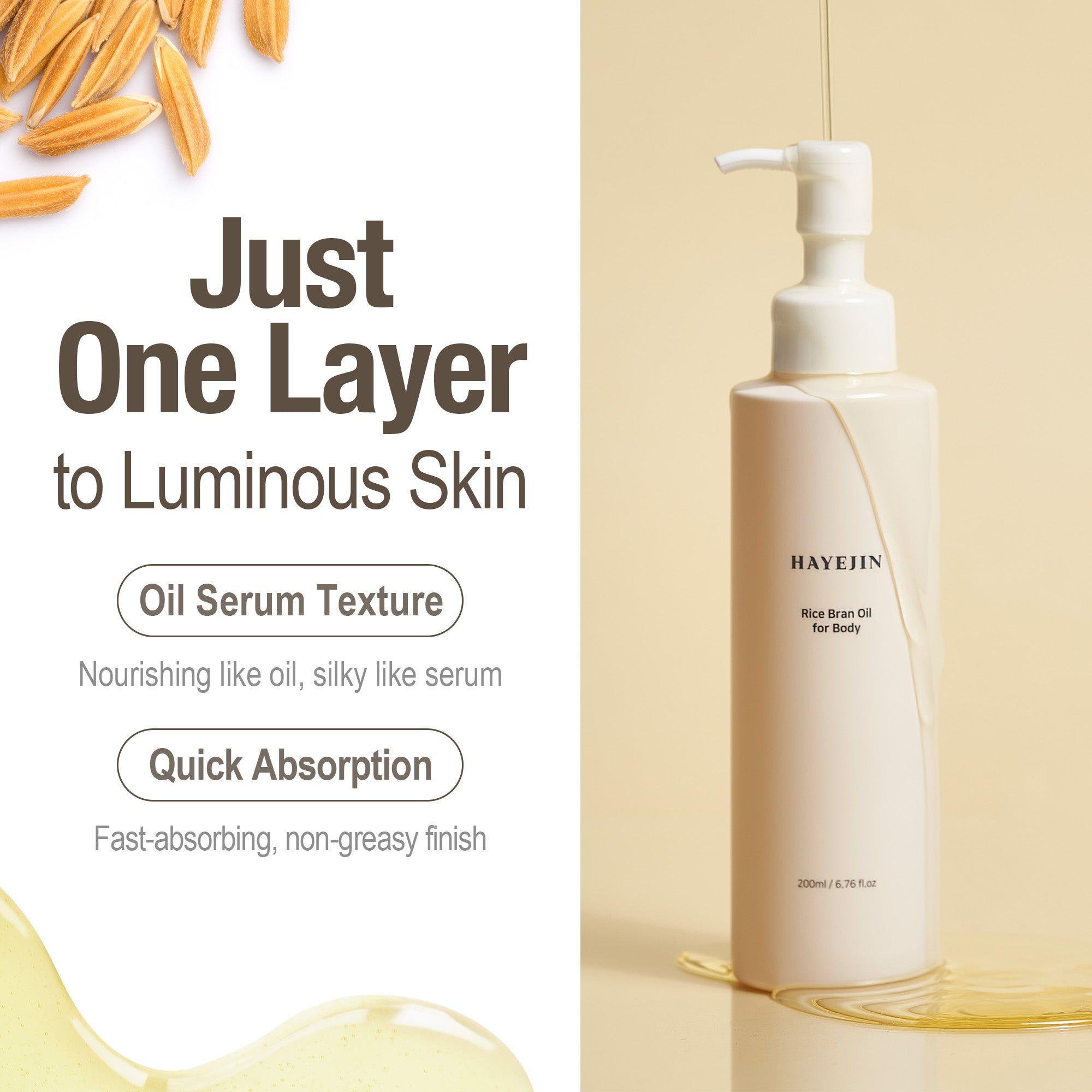 HAYEJIN RICE BRAN OIL FOR BODY 200ML