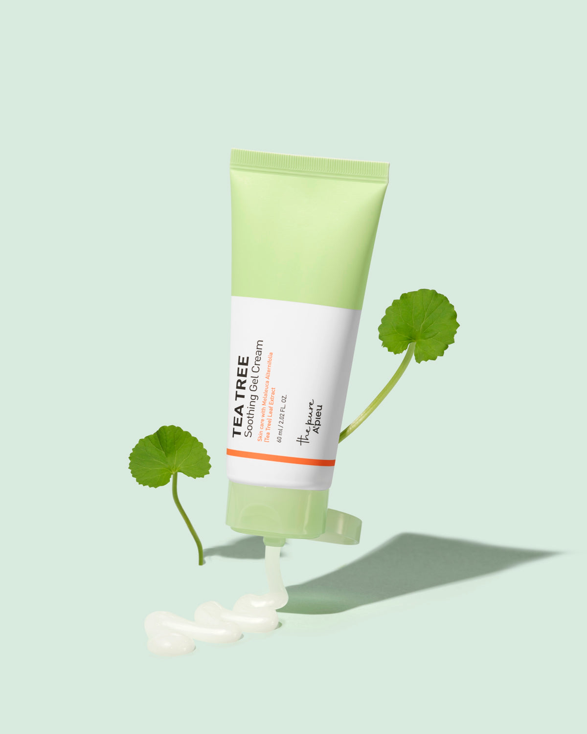 A'PIEU The Pure Tea Tree Soothing Gel Cream open tube and gel cream texture