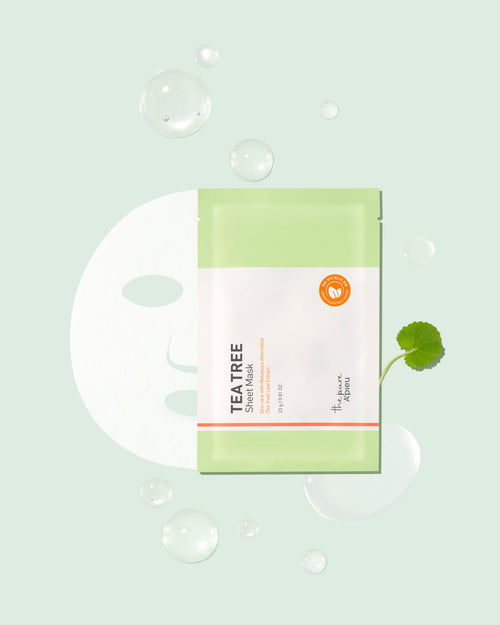 A'PIEU The Pure Tea Tree Sheet Mask pouch with unfolded facial sheet