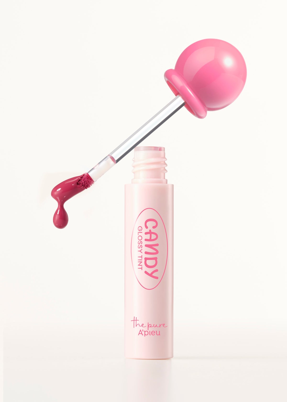 A'PIEU Candy Tint 02 Strawberry open bottle and applicator